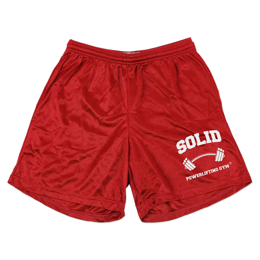 White SOLID Red 5" Gym Shorts