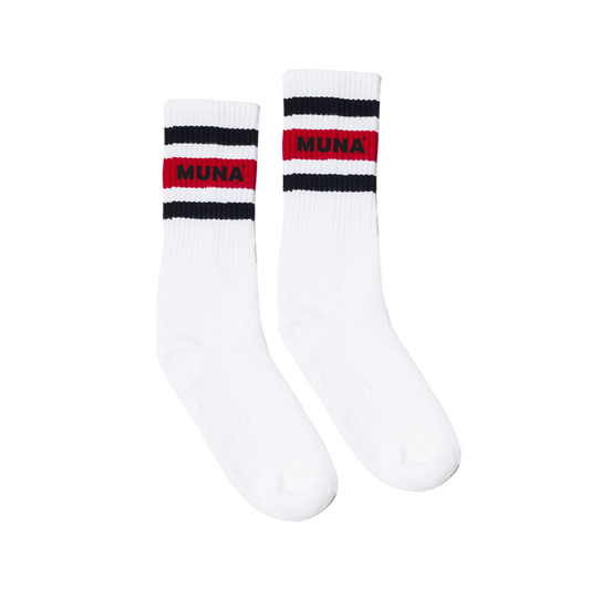 Striped Logo White Gym Socks